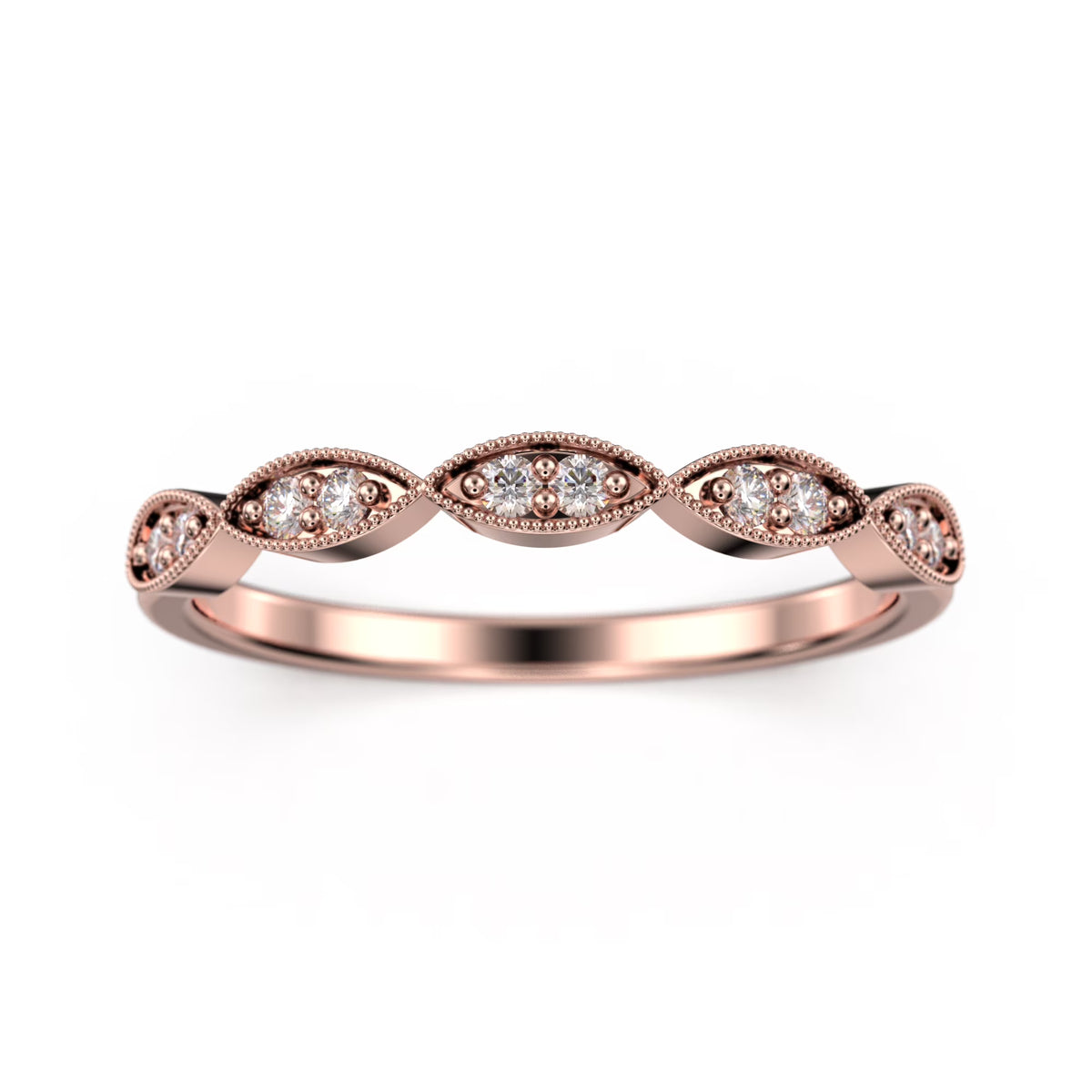 18K Rose Gold Over Silver Diamond Ring V840