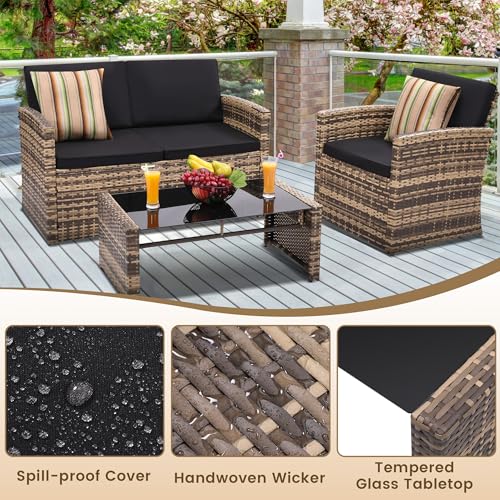 8 Pieces Outdoor Wicker Rattan Patio Furniture Sectional Set A420979