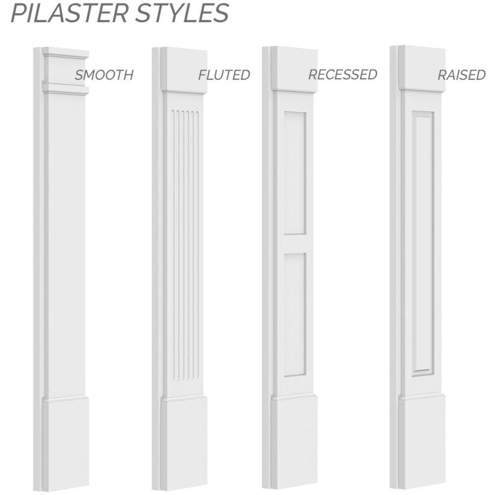 Plain PVC Pilaster with Standard Capital and Base (Pair) W521258