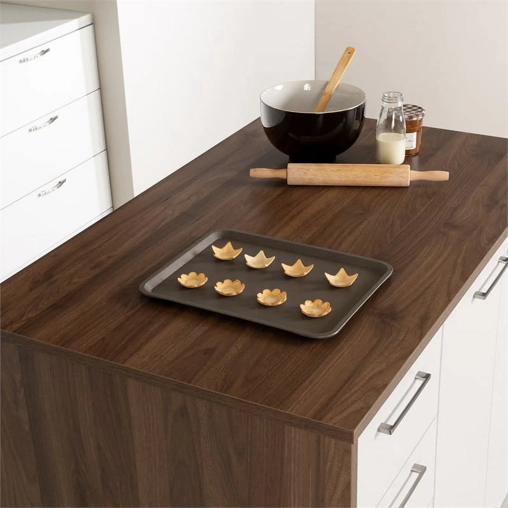 Natural Walnut and White Kitchen Island N7006