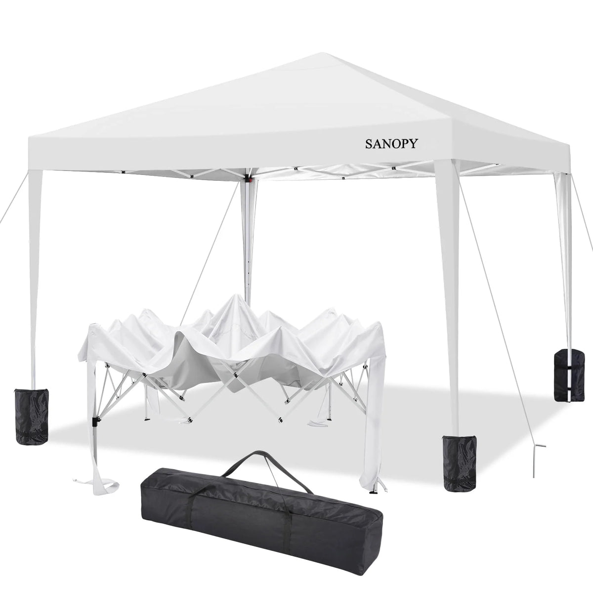 10'x10' Pop Up Canopy Tent with Sandbag & Carrying Bag, Khaki R980627