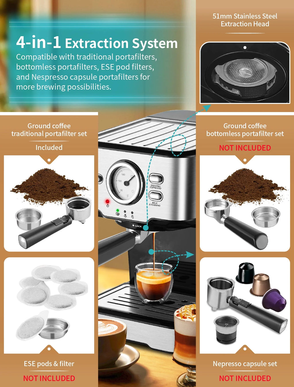 15 Bar Espresso Machine with Steamer Y942492