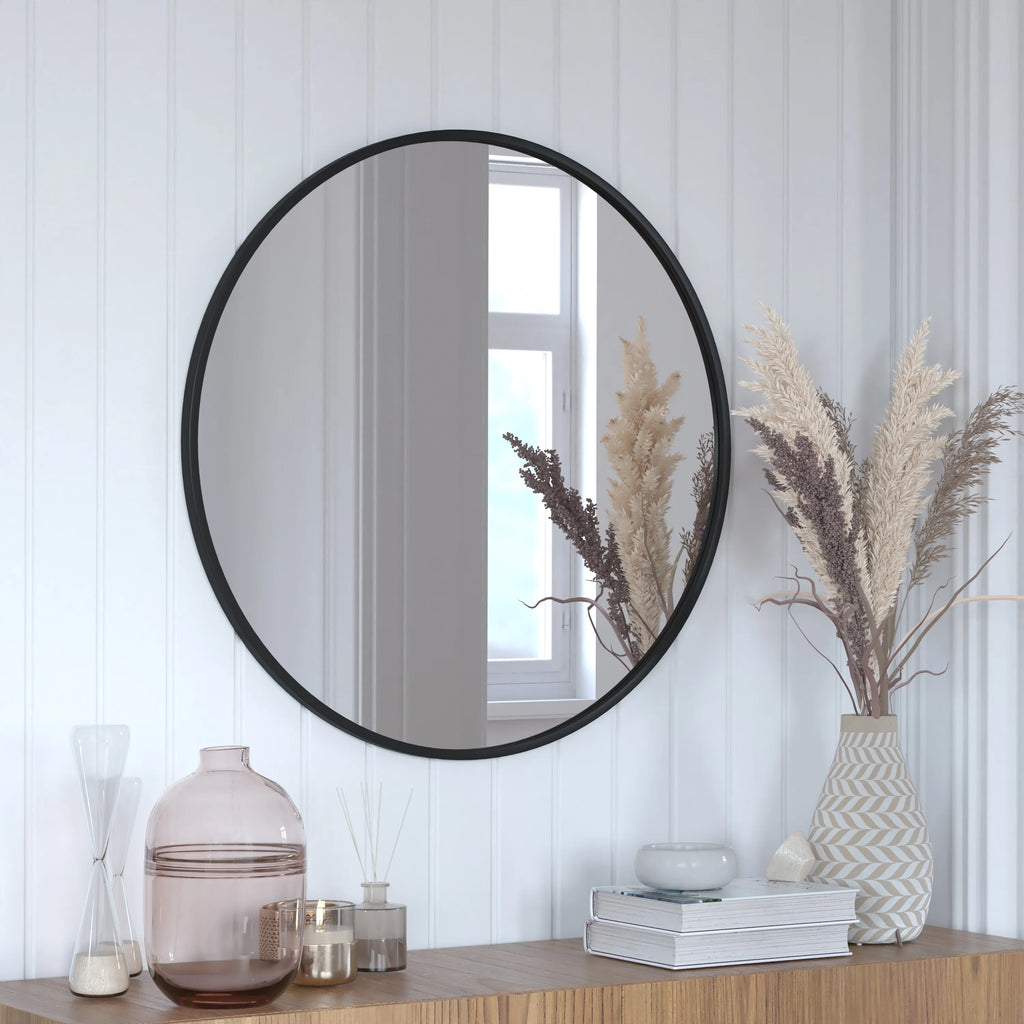 Black Modern Wall Mounted Mirror W609