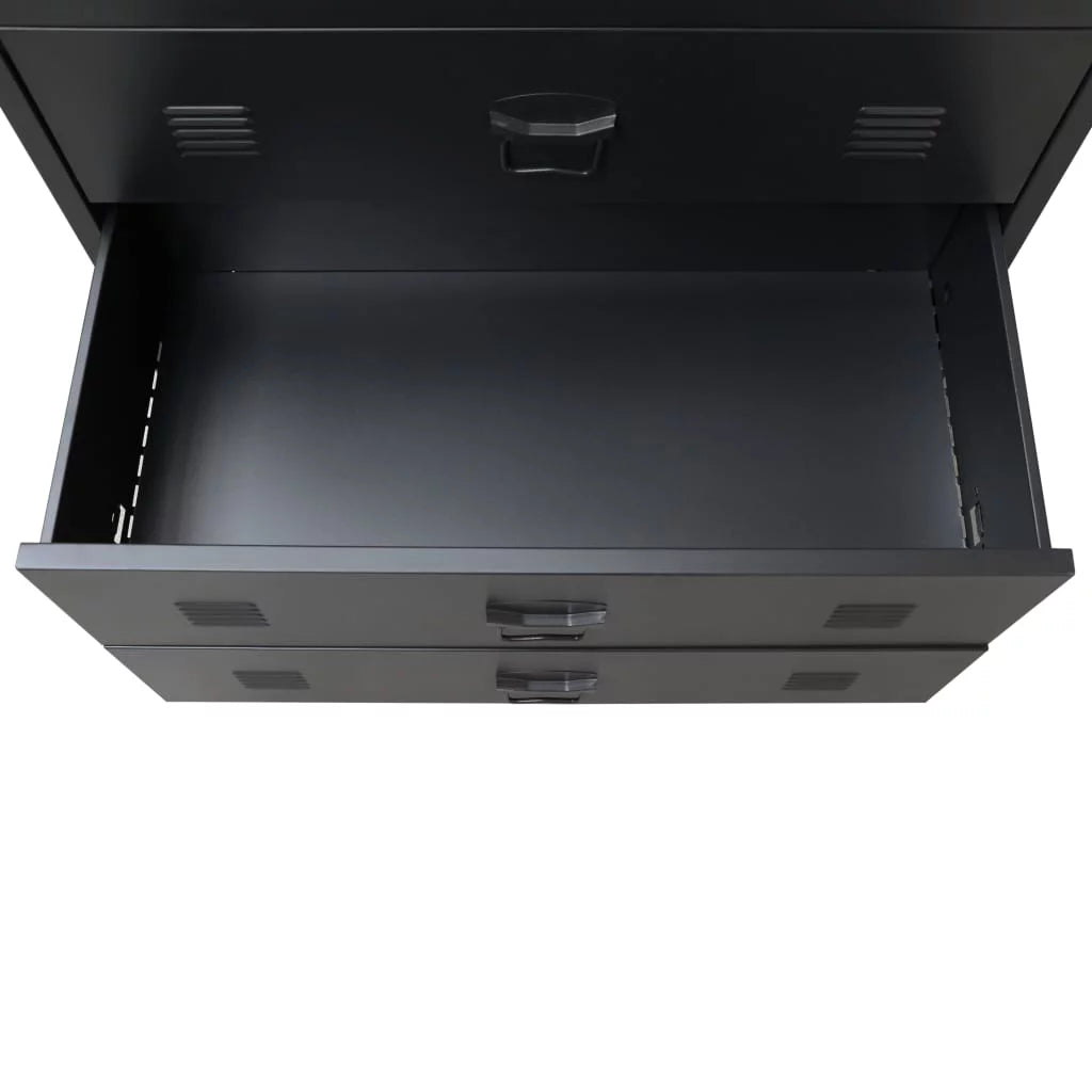 Black 4 Drawer Metal Dresser J40145