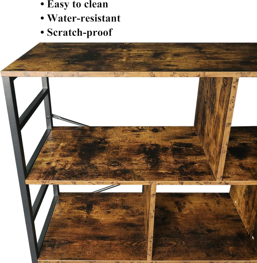 Rustic Brown 3-Tier Bookcase with Open Storage Shelves E630