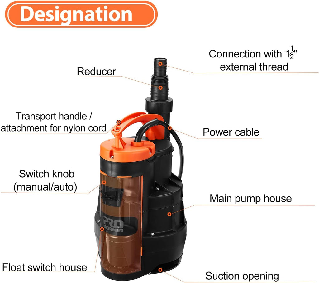 Submersible Clean/Dirty Water Pump with Float Switch, Pack of 2 E517