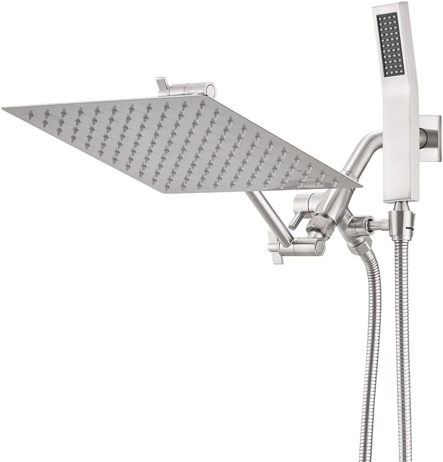 10 Inch All Metal Rain Shower Head With Handheld, High Pressure Dual Shower Head Combo With Adjustable Extension Arm, 70" Flexible Hose, 3-Way Diverter (Chrome) V726326