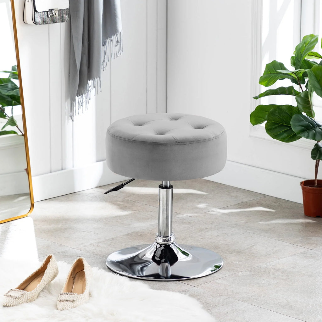 White Swivel PU Leather Vanity Stool Q354
