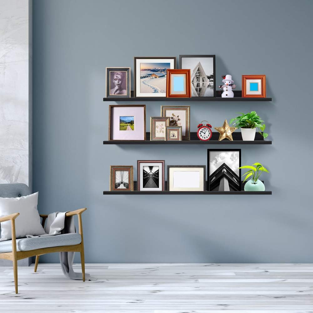 Black Wall Mount Floating Shelf Set of 3 E7471