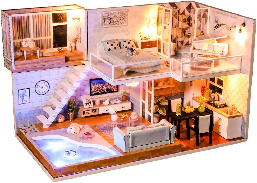 DIY Dollhouse Kit with Furniture, 1:24 Scale J63077