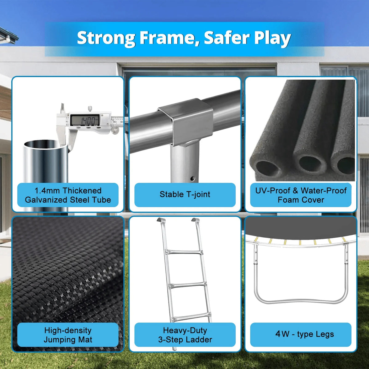16FT Outdoor Trampoline with Basketball Hoop and Ladder K2043