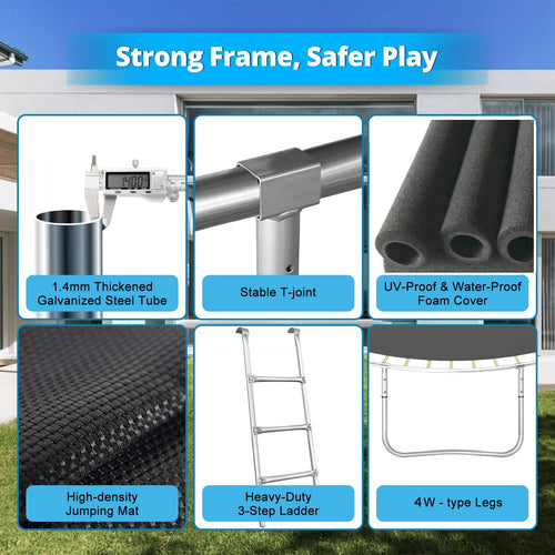 16FT Outdoor Trampoline with Basketball Hoop and Ladder K2043
