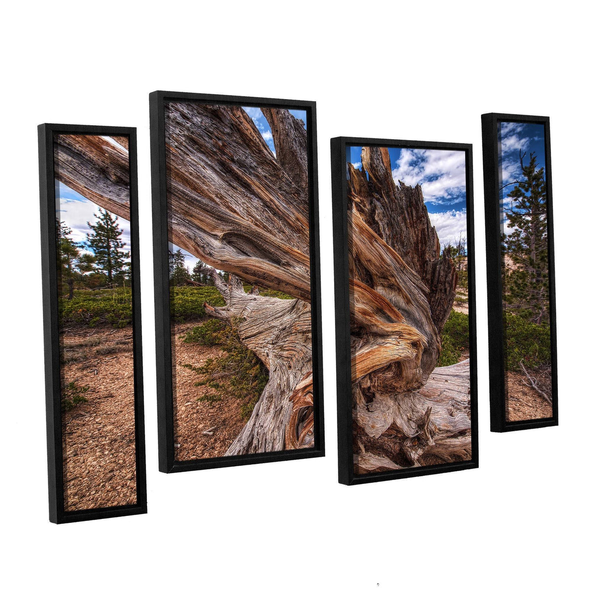 4-Piece Floater Framed Canvas Staggered Set - Blue - 24x36 K588