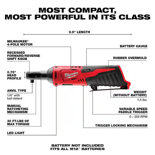 12V Cordless 1/4 in. Ratchet E3001