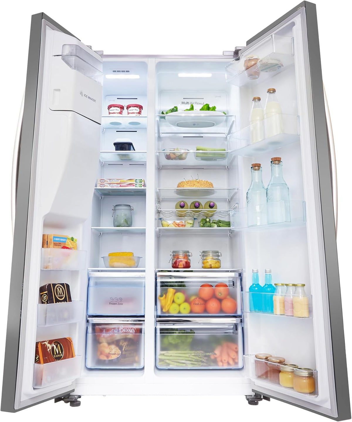 Stainless Steel Freestanding Side-by-Side Fridge Freezer with Water and Ice Dispenser D39495
