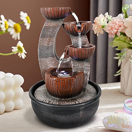 15.7" High 5-Tier Tabletop Water Fountain with LED Lights K9694