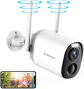 Wireless Outdoor Security Cameras with Spotlights Siren Color Night Vision IP66 Waterproof Rechargeable Battery Y451