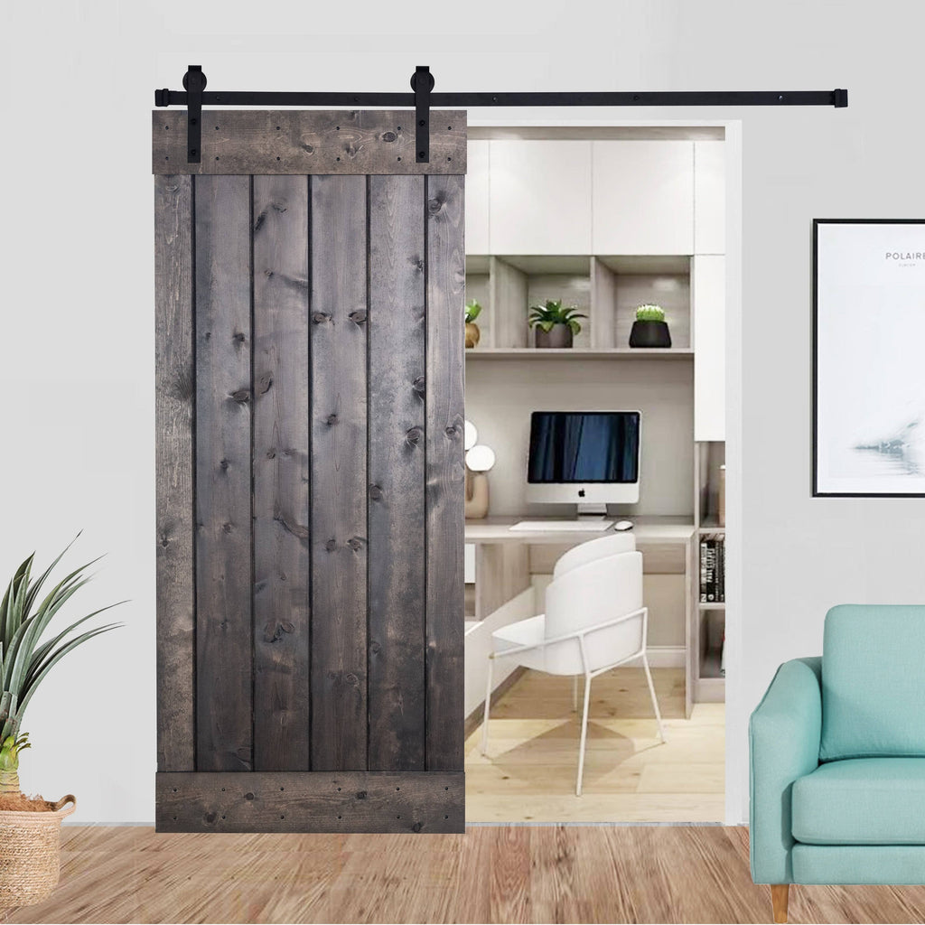 Paneled Wood Barn Door with Installation Hardware Kit P530820