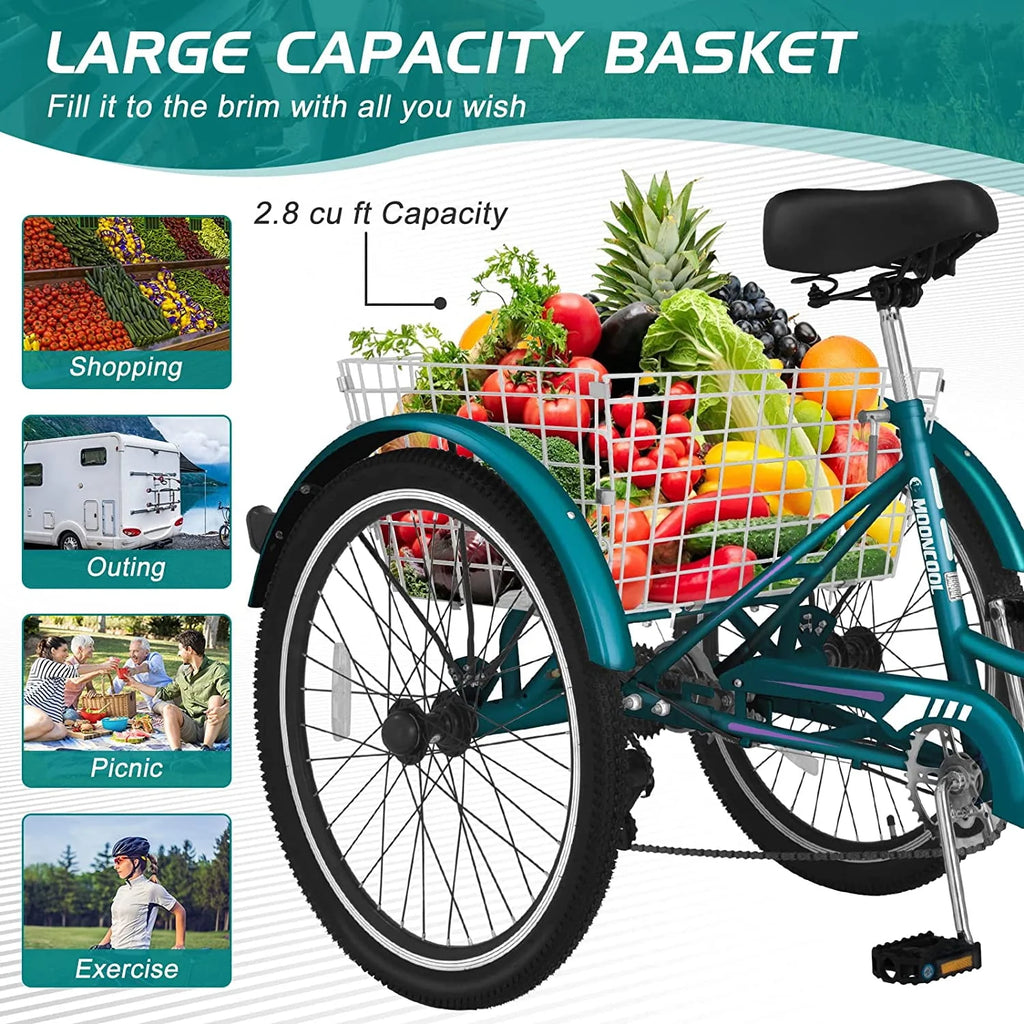 20/24/26 inch 7 Speed Adult Tricycles with Big Basket Z83076