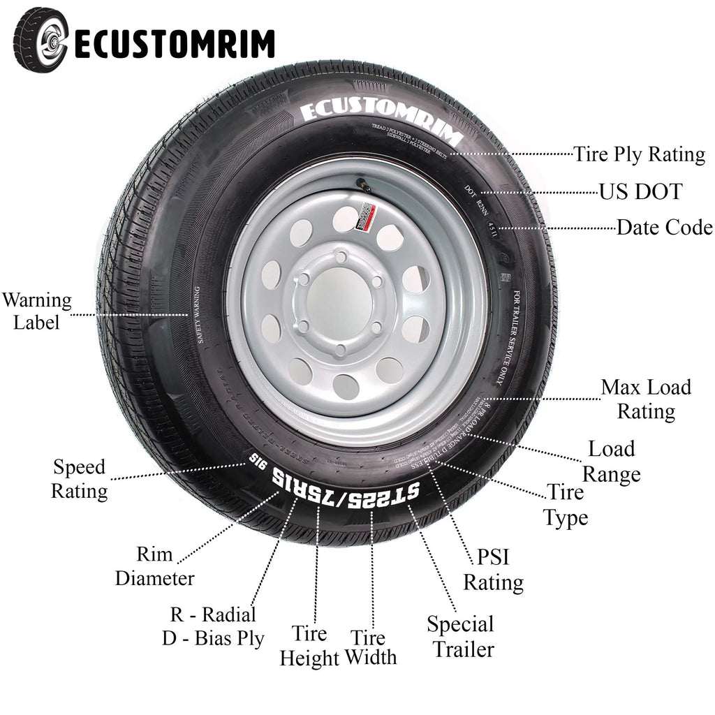 2-Pk 16x6 8 Hole 6.5 Silver Trailer Rim Wheels J859