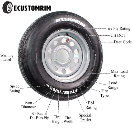 2-Pk 16x6 8 Hole 6.5 Silver Trailer Rim Wheels J859