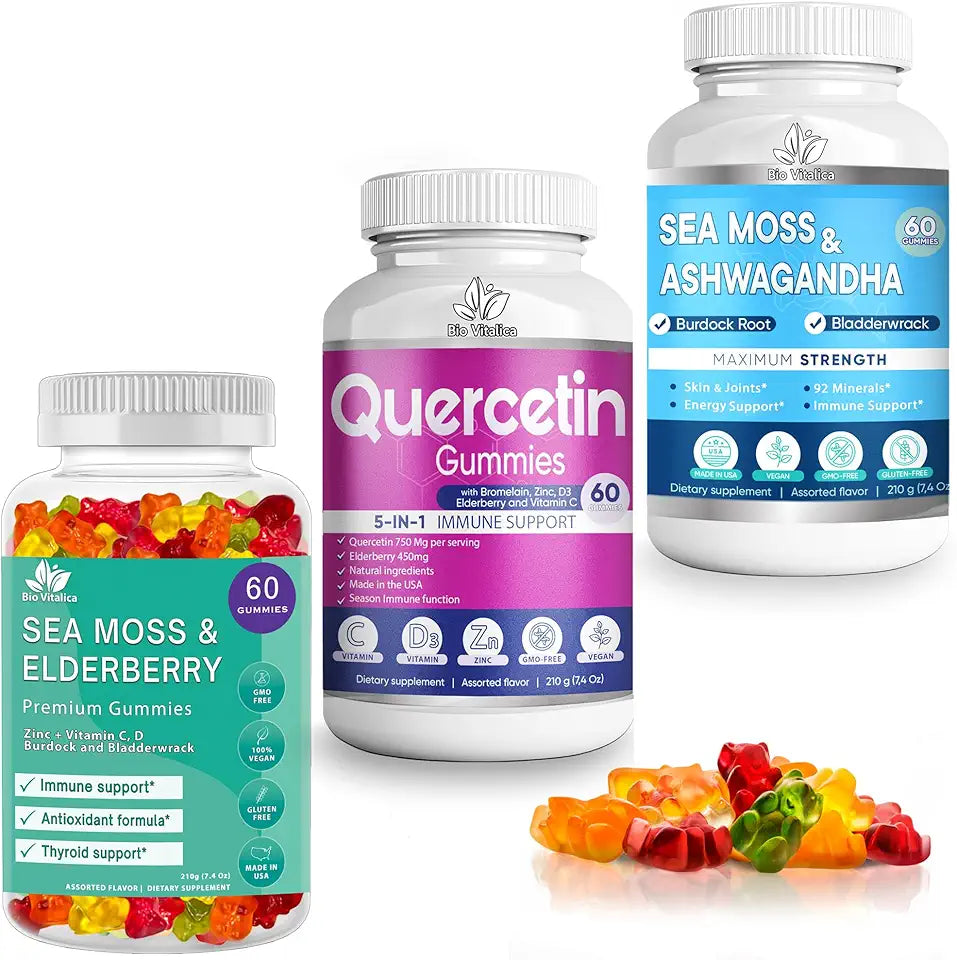 Sea Moss Elderberry Quercetin Ashwagandha Gummies G584