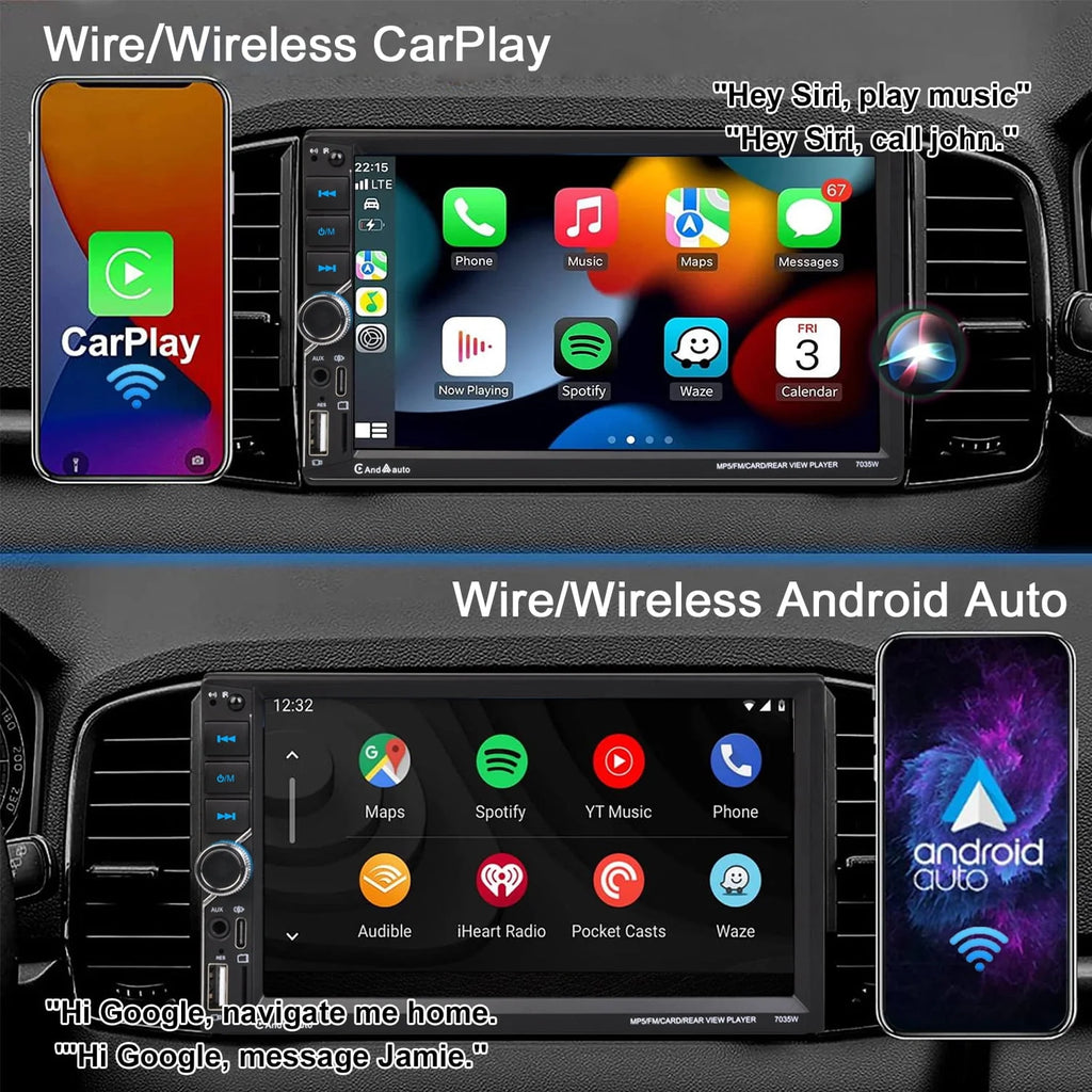 Wireless Double Din Car Stereo 7 Touchscreen J29144