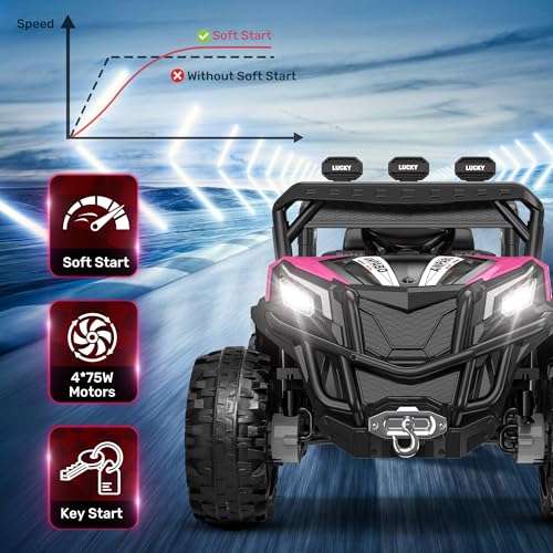 24V 4X4 Ride on Car Truck with Remote Control, 4WD/2WD Switchable Kids UTV, Blue C31702