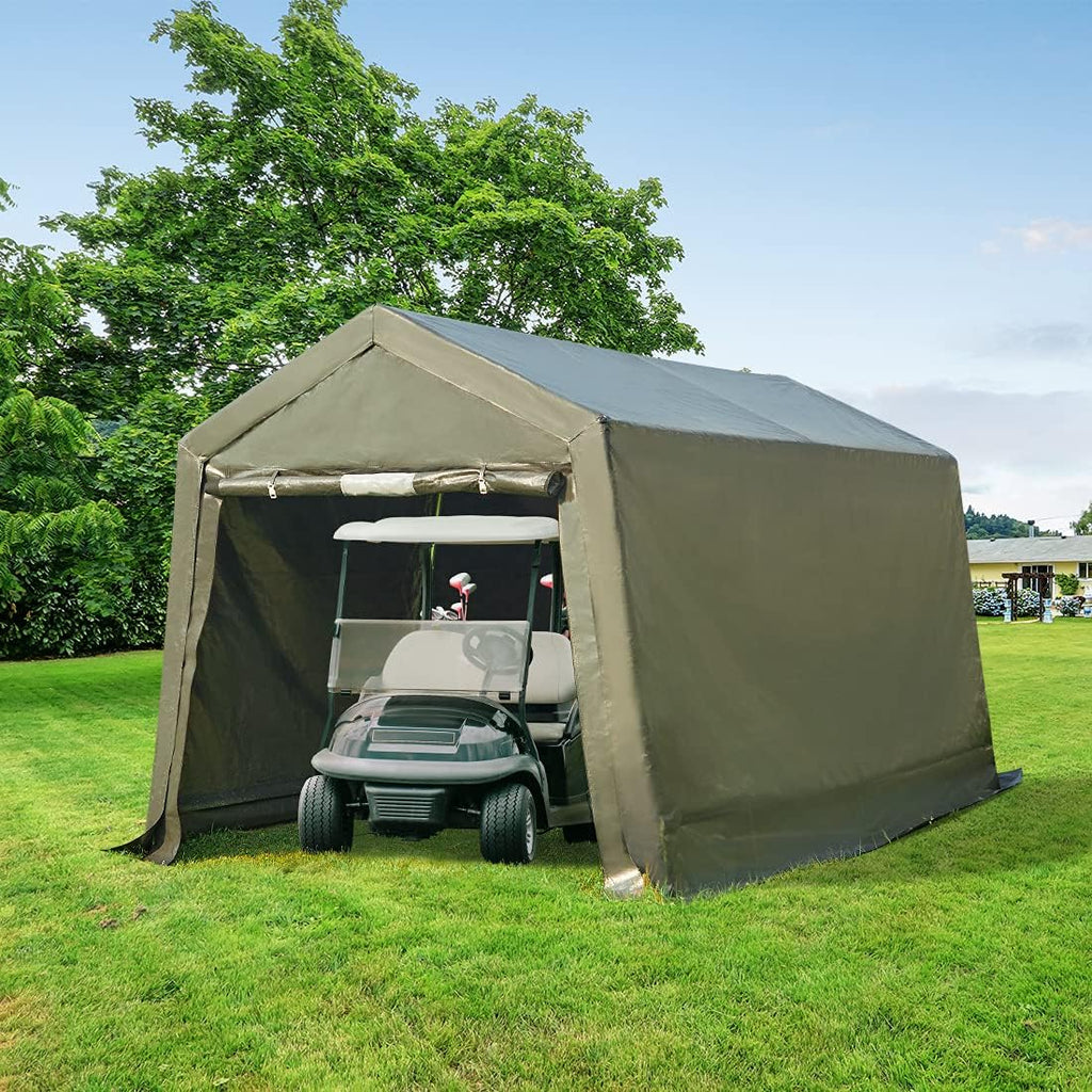10x10 ft Heavy Duty Portable Canopy Storage Shelter Carport with 2 Roll up Zipper Doors & Vents N5469