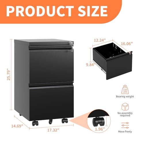 White 3-Drawer Mobile File Cabinet with Lock N819
