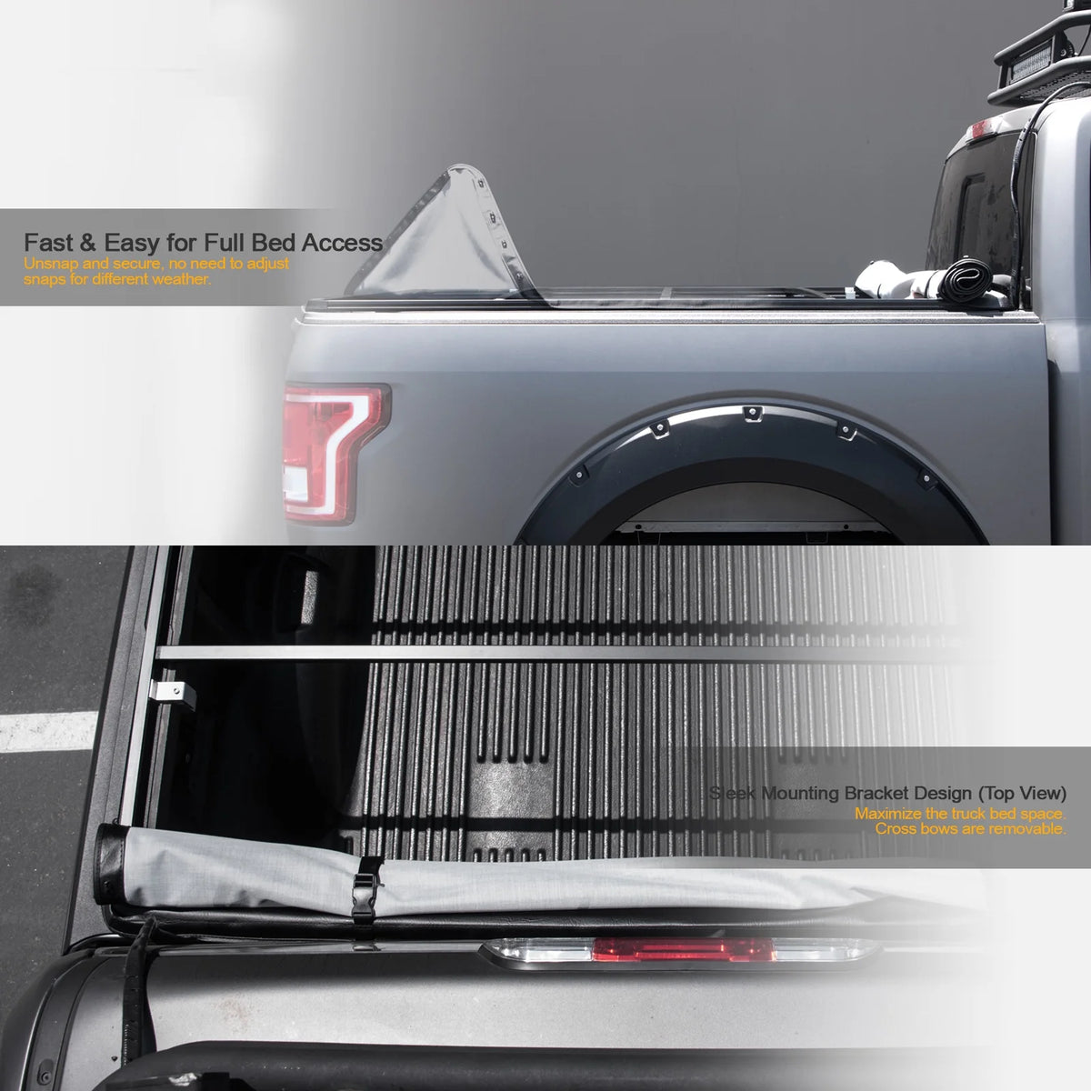 Black Hidden Snap Tonneau Cover for 6.5 Feet Bed C246