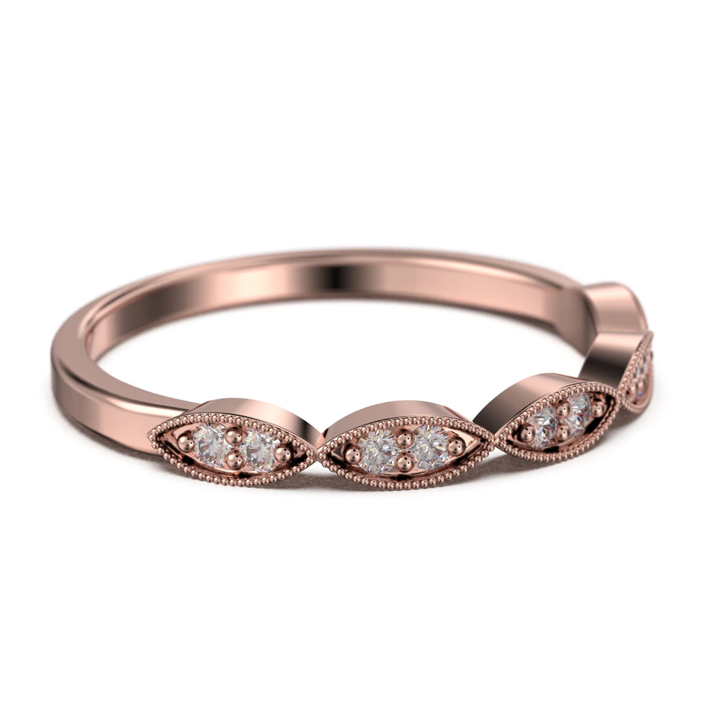 18K Rose Gold Over Silver Diamond Ring V840