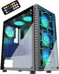 ATX Mid-Tower PC Case with 6 Pcs 120mm ARGB Fans, Tempered Glass, USB 3.0 H770556