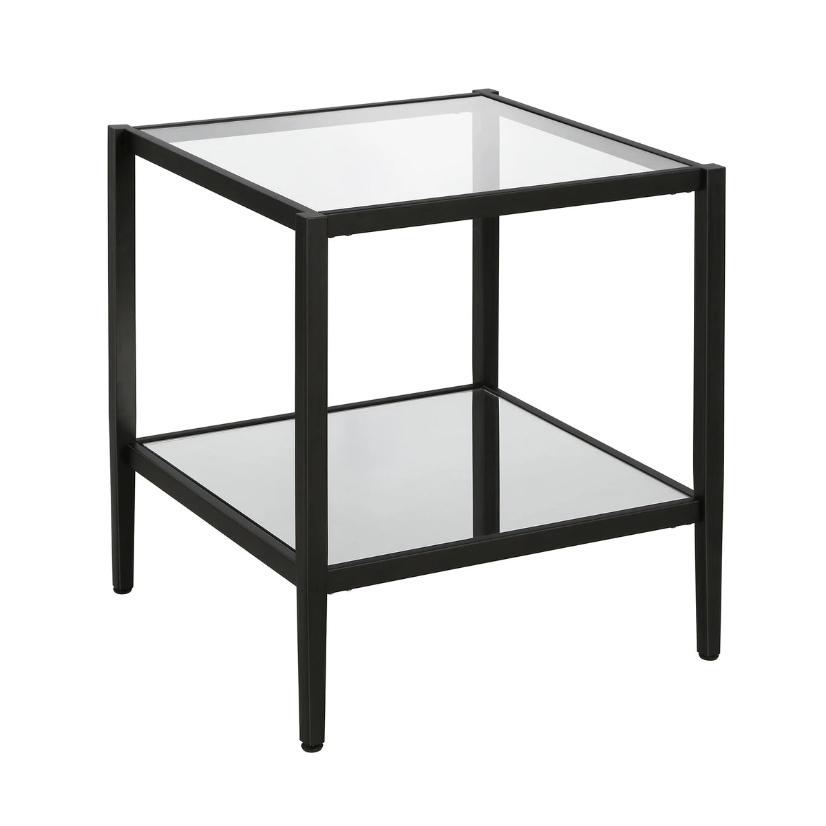 Blackened Bronze 20" Wide Square Side Table with Mirror Shelf I159