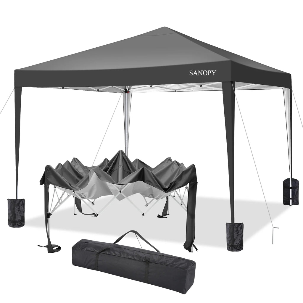 10'x10' Pop Up Canopy Tent with Sandbag & Carrying Bag, Khaki R980627