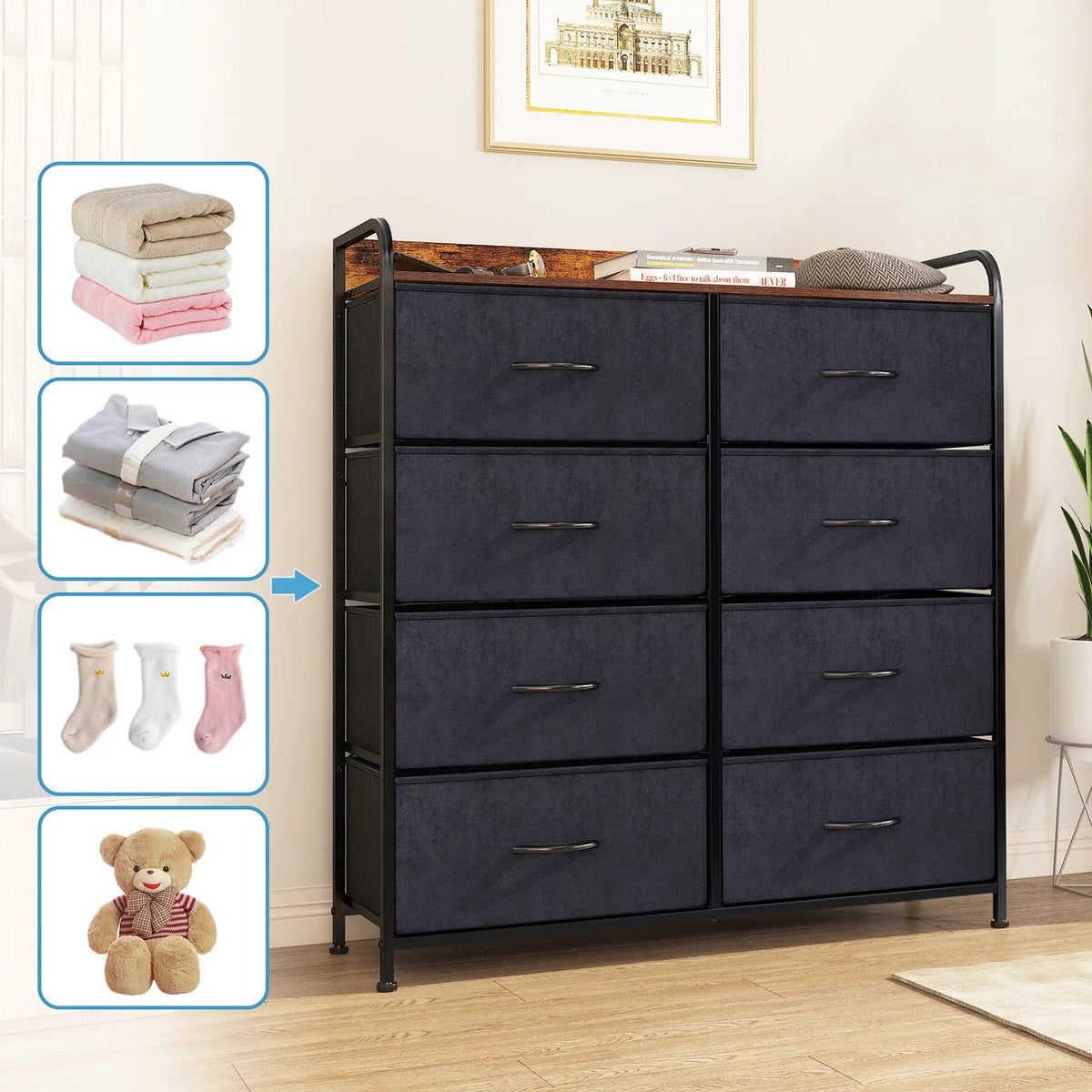 8 Drawer Dresser with Rustic Finish Q99549