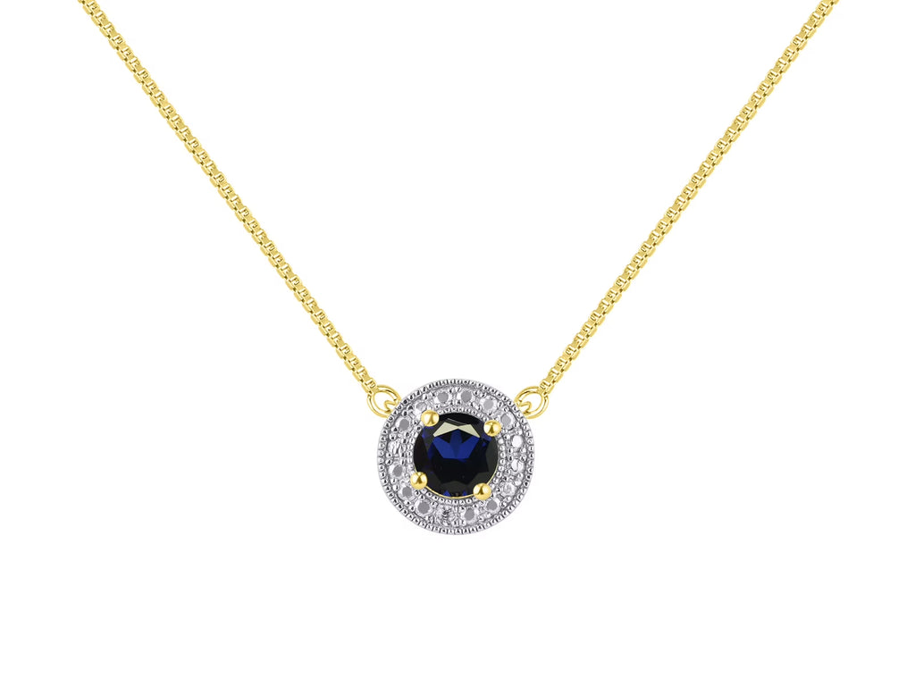 Yellow Gold Plated Silver 925 Halo Necklace with Genuine Diamonds O50632