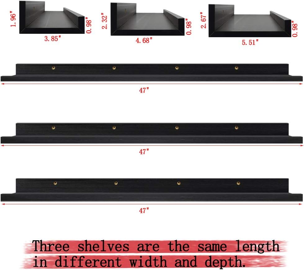 Black Wall Mount Floating Shelf Set of 3 E7471