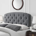 Queen Size Grey Polyester Blend Upholstered Headboard S7834