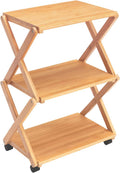 Bamboo 3-Tier Rolling Printer Cart with Storage T2487