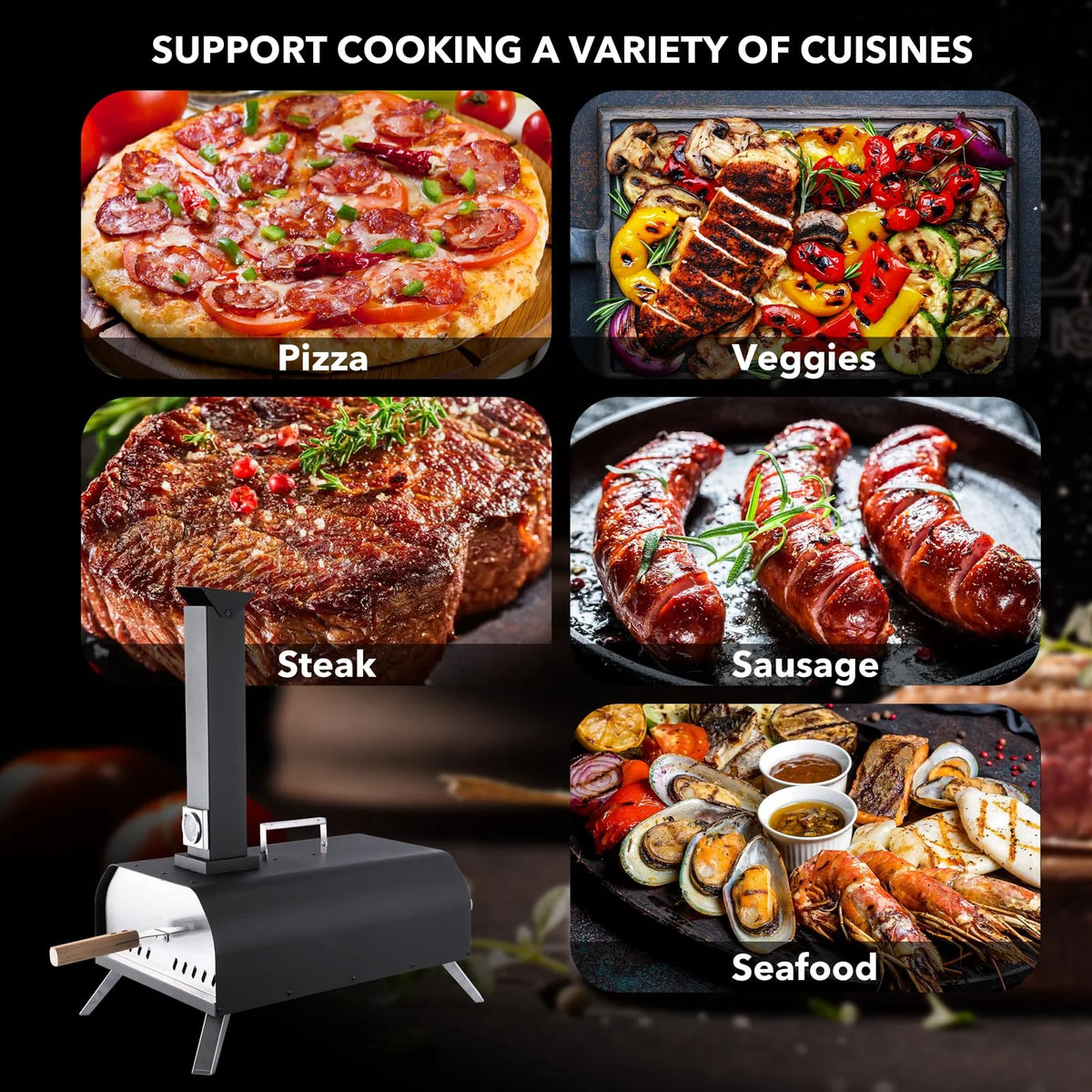 13 Wood Fired Stainless Steel Pizza Oven with Pizza Stone C814