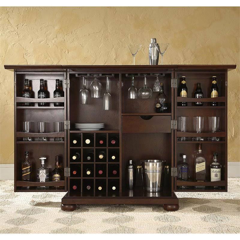 Expandable Home Bar Cabinet in Vintage Mahogany W303