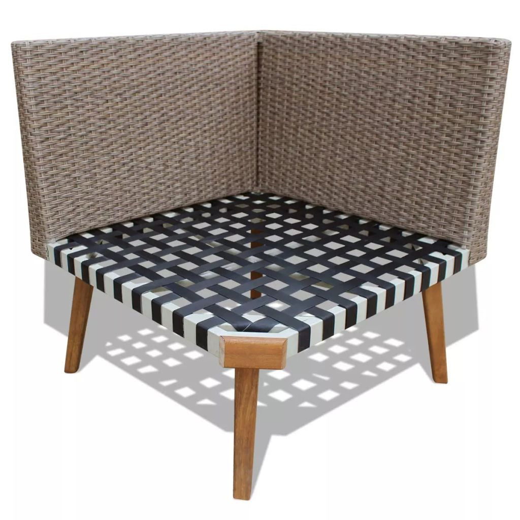 4 Piece Gray Poly Rattan Outdoor Sectional Sofa with Coffee Table and Cushions A523448