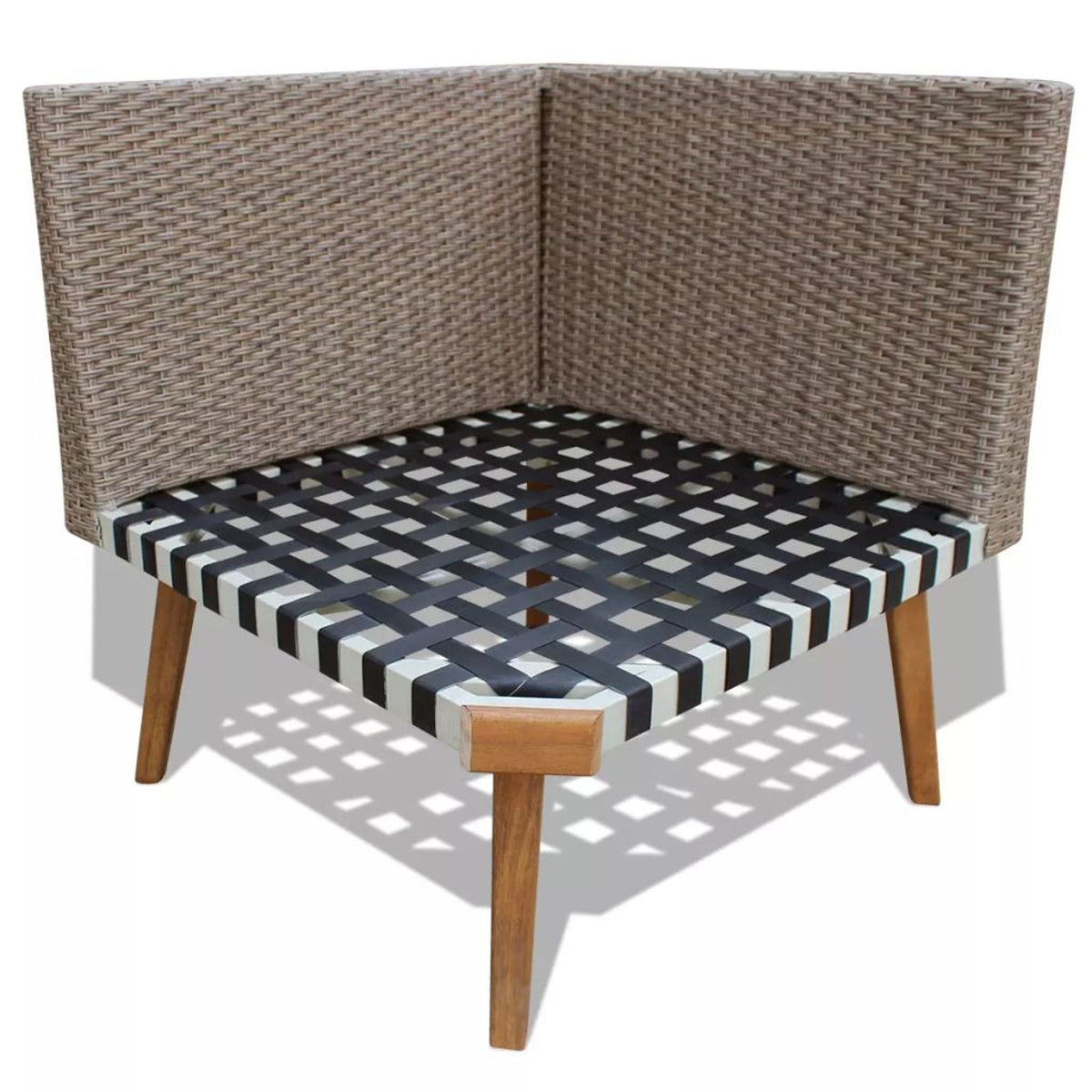 4 Piece Gray Poly Rattan Outdoor Sectional Sofa with Coffee Table and Cushions A523448