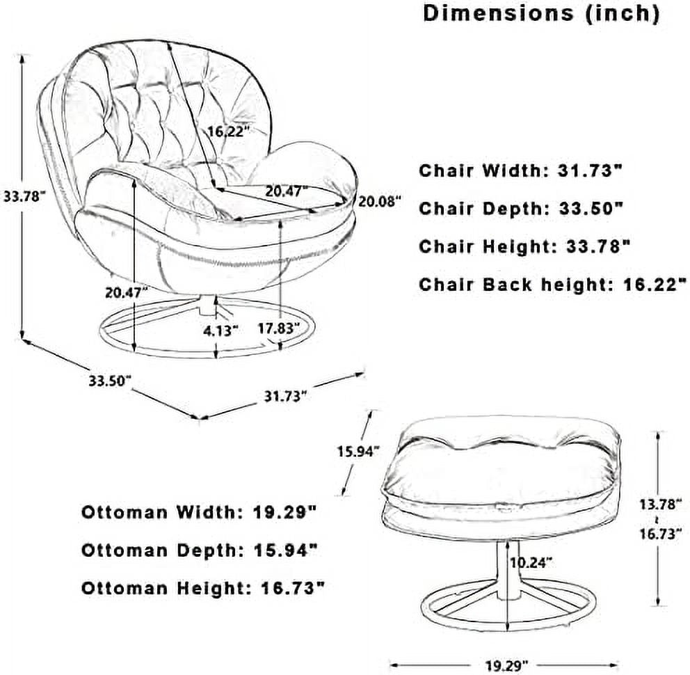 Velvet Swivel Accent Chair with Ottoman Set M458