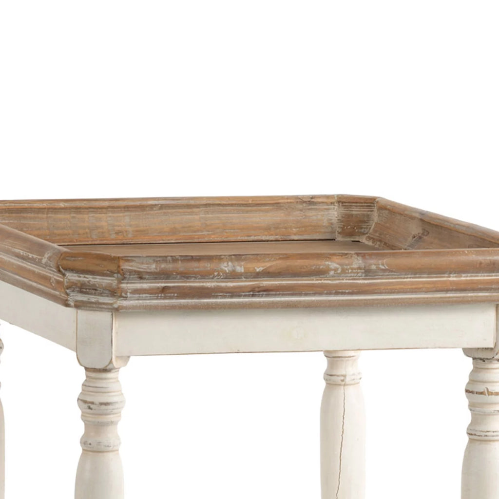 Square Wooden Side Table with Cross Base S306