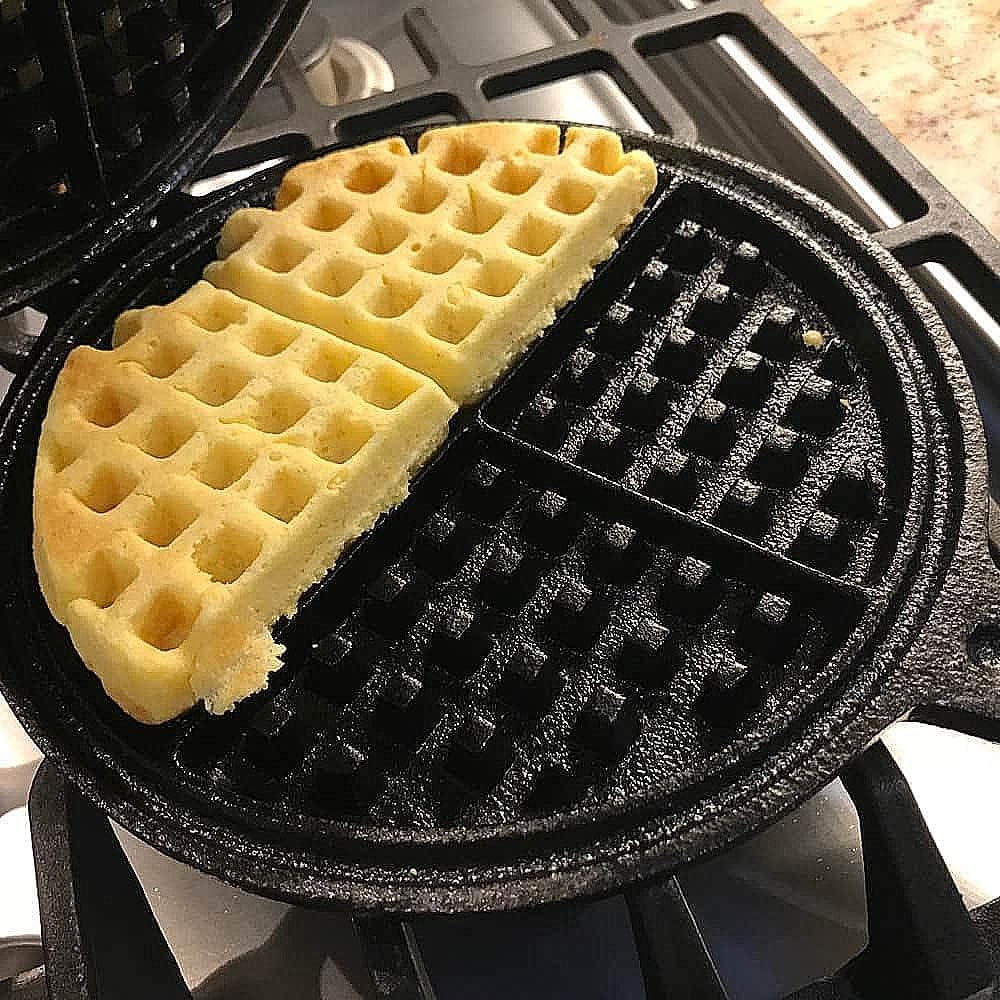Cast Iron Waffle Maker, Two Piece Hinged Non-Electric Waffle Iron C41333
