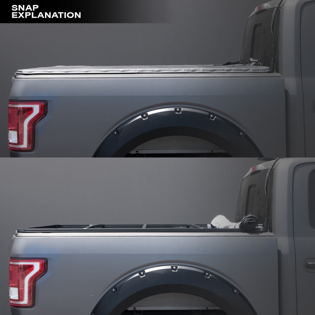 Black Hidden Snap Tonneau Cover for 6.5 Feet Bed C246