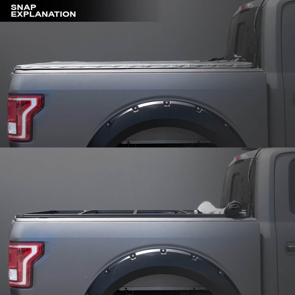 Black Hidden Snap Tonneau Cover for 6.5 Feet Bed C246