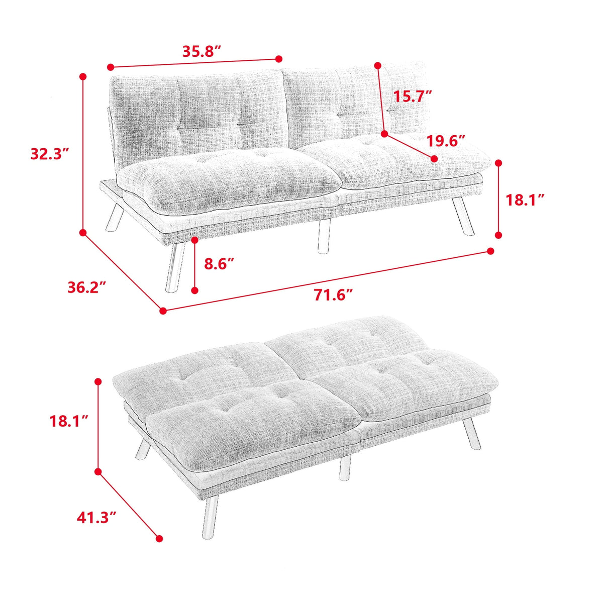 Green Chenille Convertible Sleeper Sofa Bed D179824